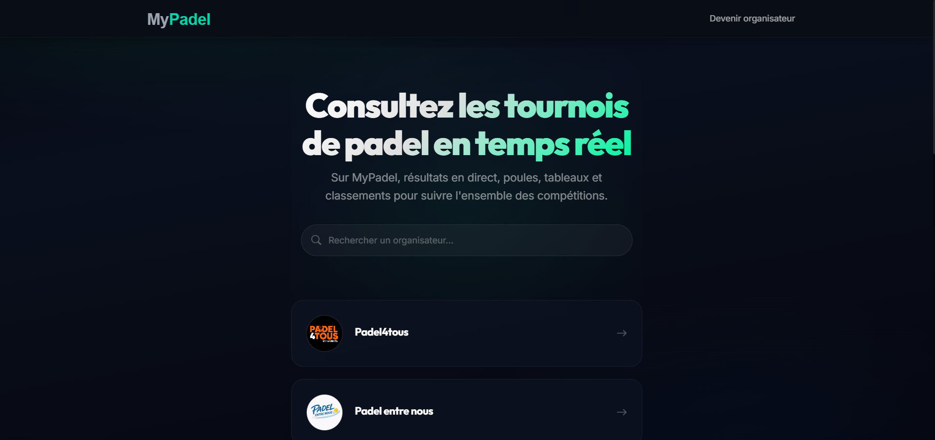 MyPadel - Réalisation web par MAKKE Hadi